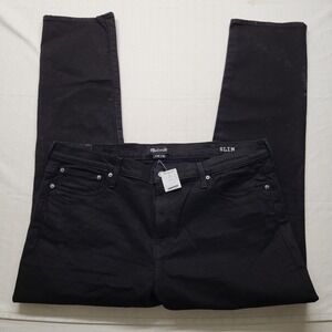 Madewell Jeans Mens 40/32 Black Slim Straight Dark Denim Cotton Blend Punk Rock